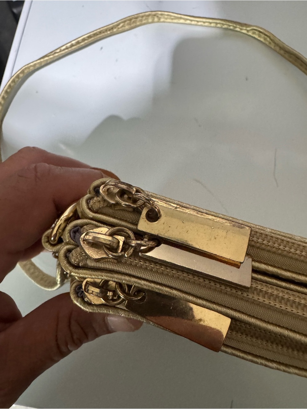 Michael Kors Metallic Gold Leather Crossbody Wristlet - Picture 6 of 16
